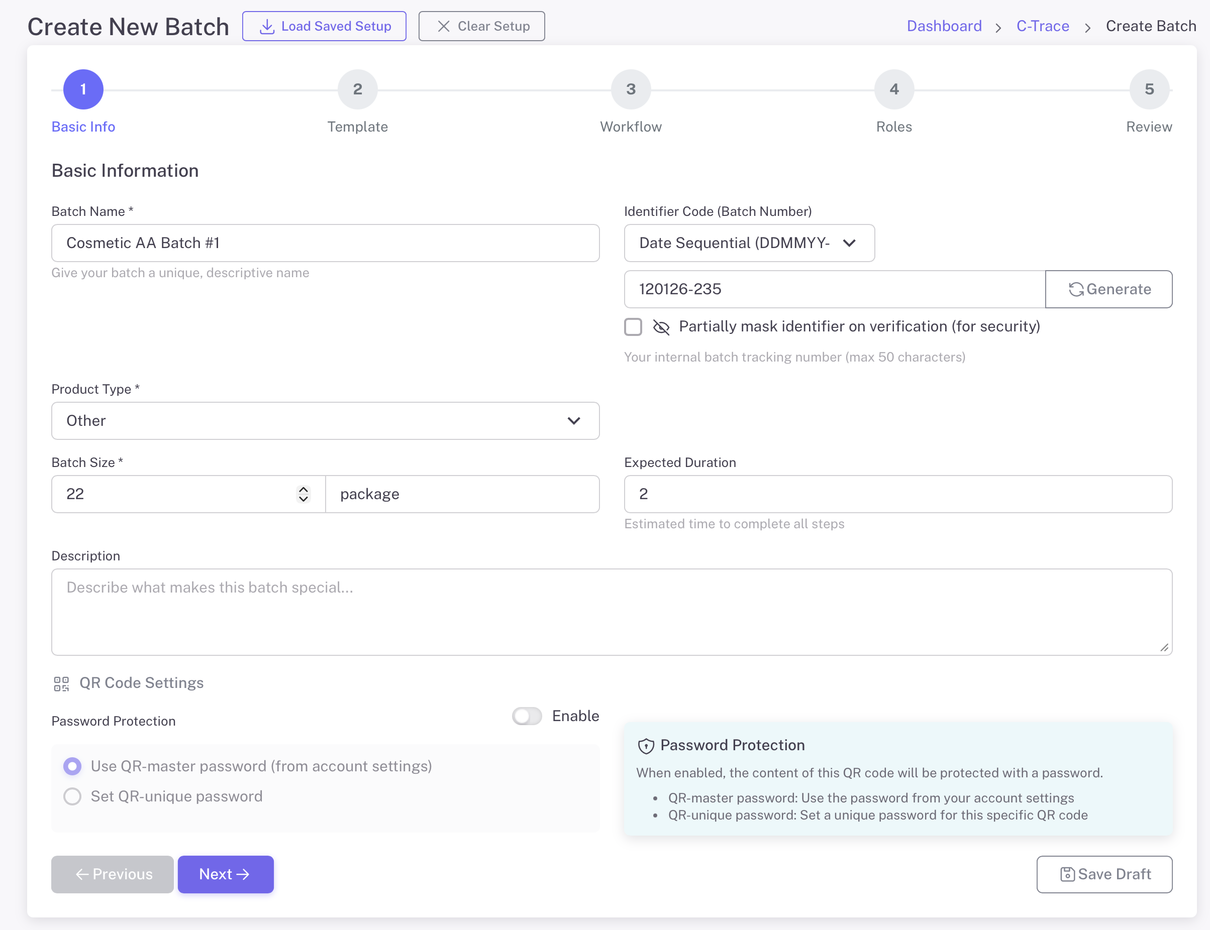 Basic Batch Information