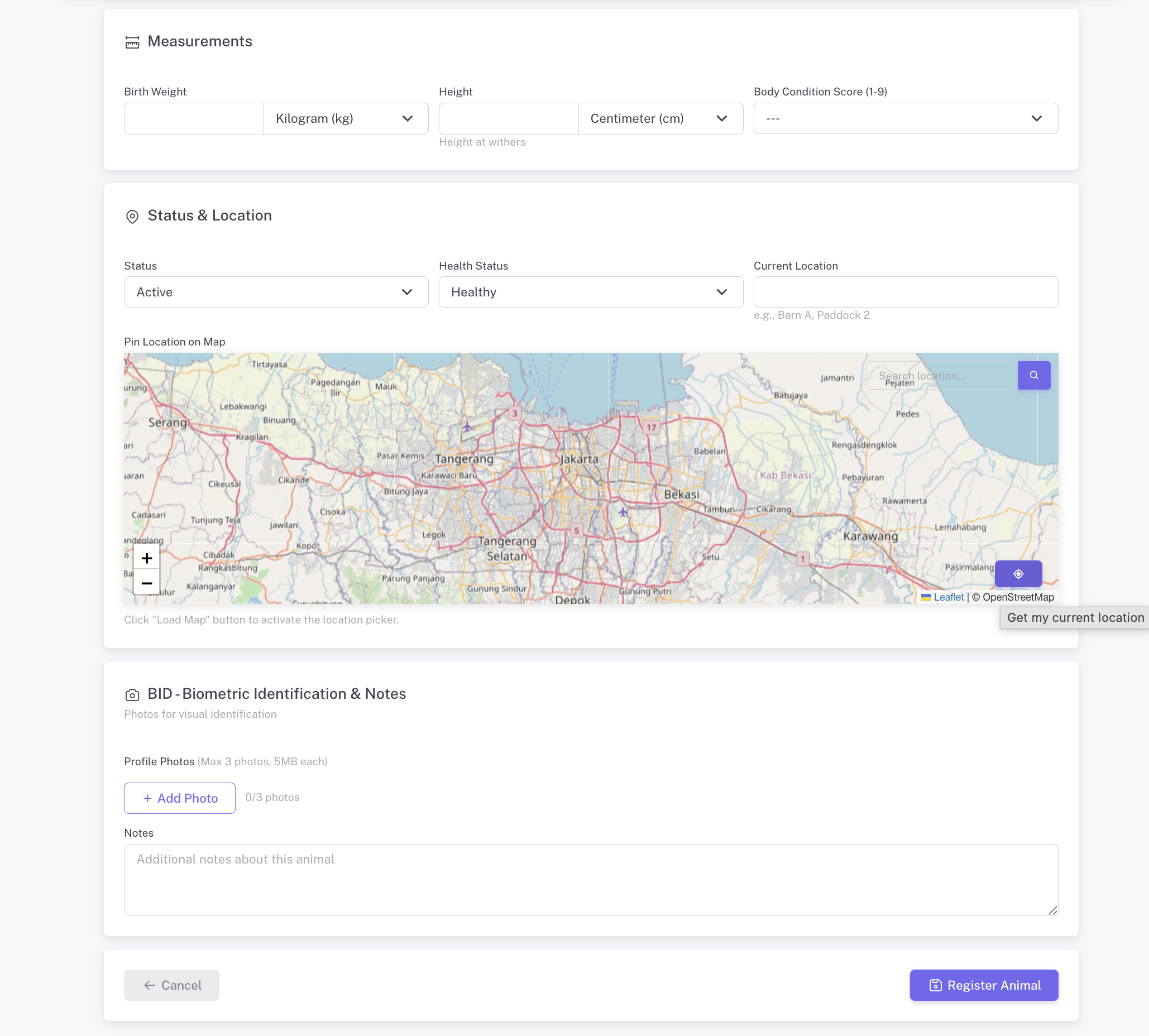 Measurements & Location
