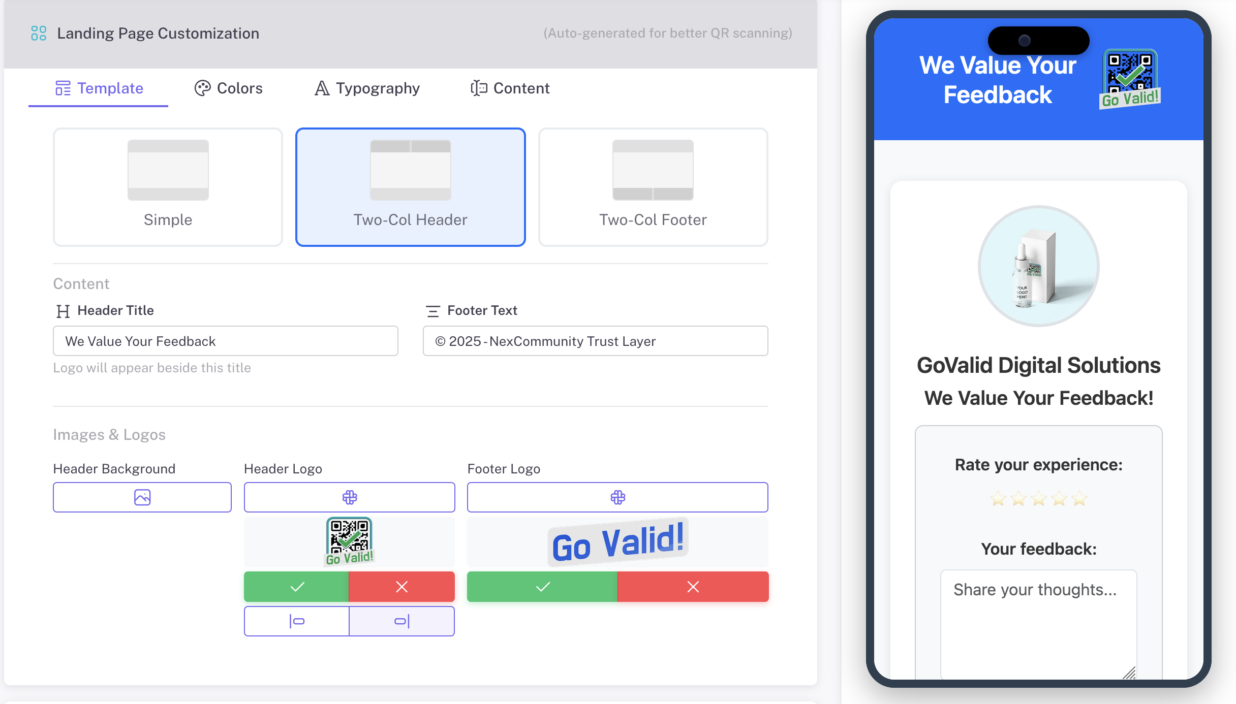 Landing Page Customization
