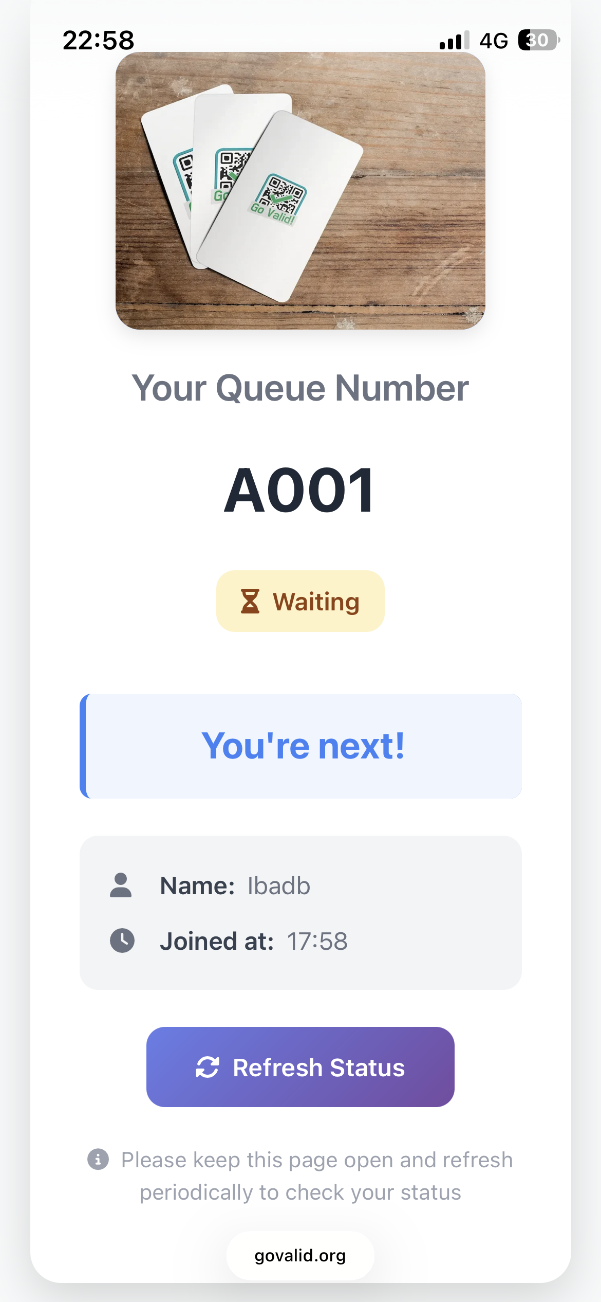 Queue Waiting Status